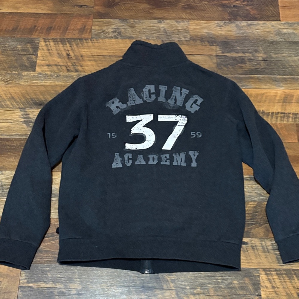 Mini Cooper Men’s Jacket Gray Zipper Front “Racing 37 Academy” Sign‎